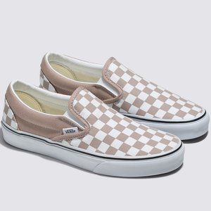 NWT Vans Classic Slip-On Checkerboard Shoe W 7.5 in ETHEREA/TRUE WHITE